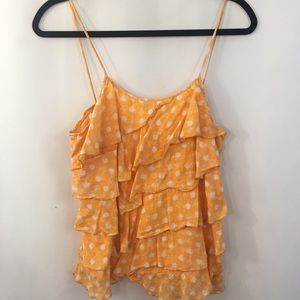 Ann Taylor Loft Tank Top Blouse Polka Dot Ruffles